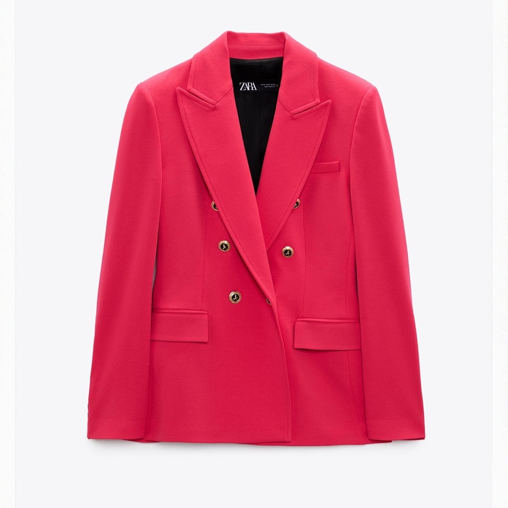 Zara pink double breasted blazer size XlArge new - Picture 1 of 8